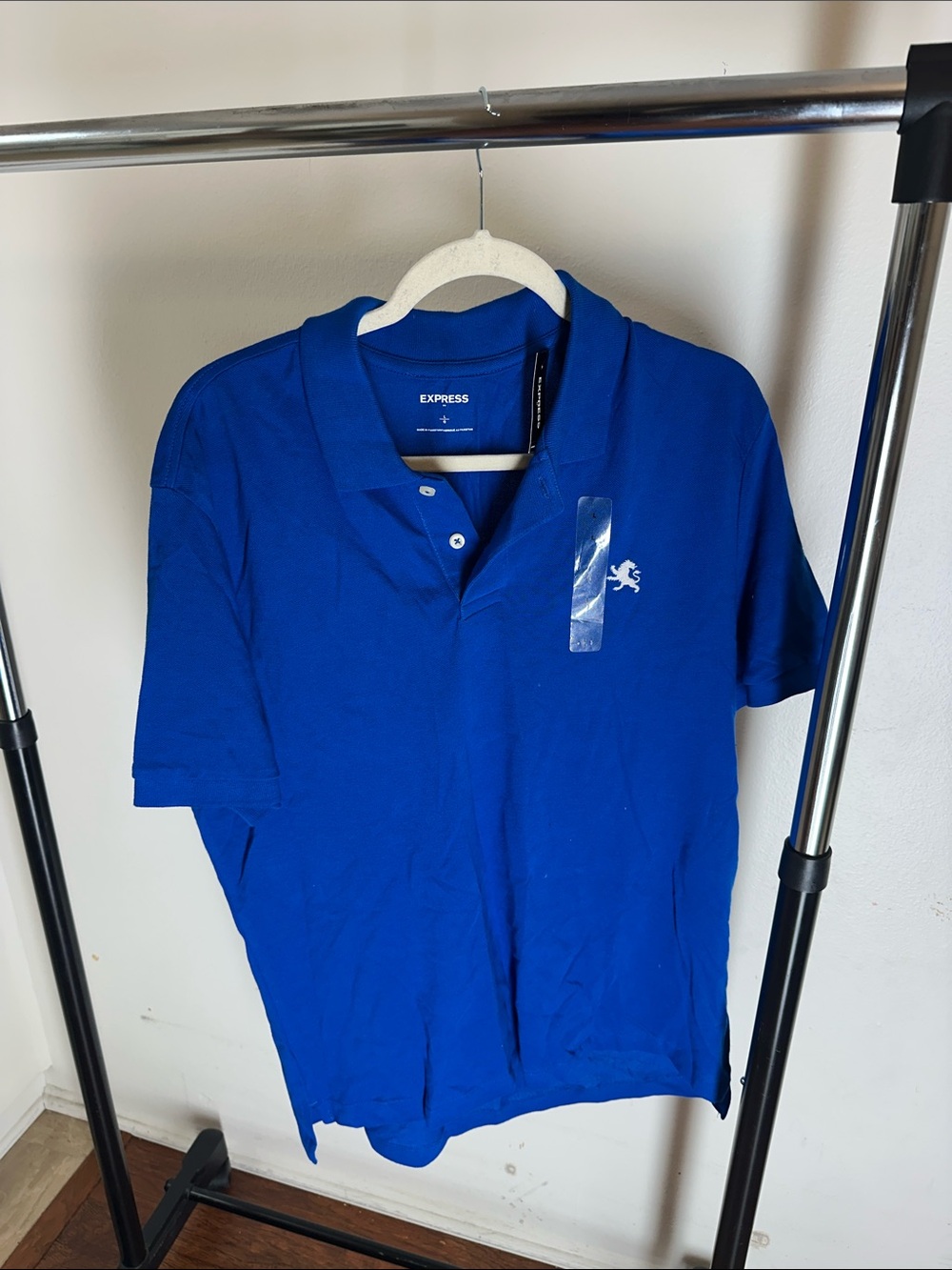 Express Men's Cobalt Blue Polo with Embroidered Logo